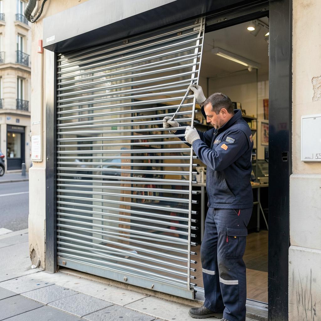 Déblocage d'un rideau métallique de commerce
