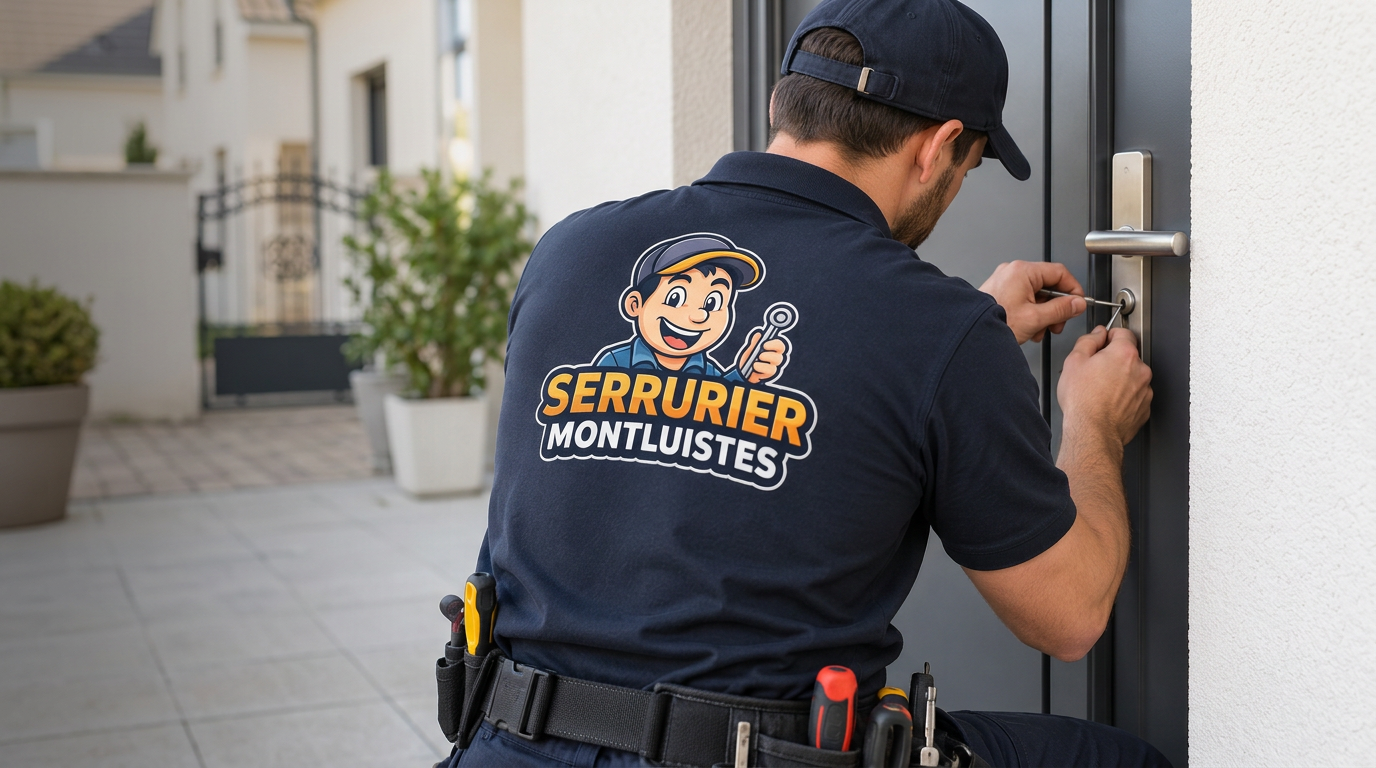Serrurier installant un cylindre de sécurité sur une porte